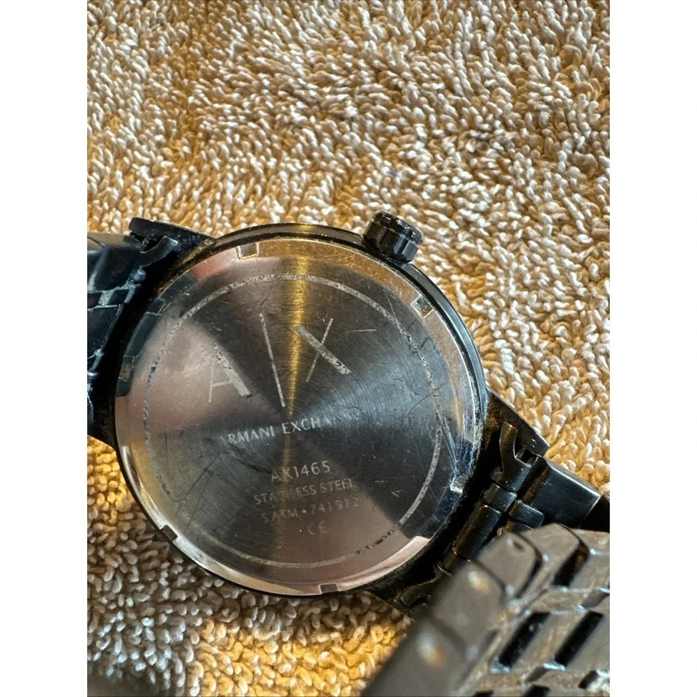 Armani Exchange AX Black Stainless Steel Watch Minimalist Dial Men's